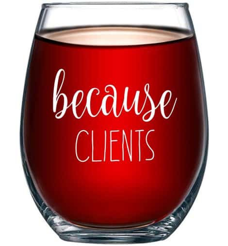 Unique and humorous stemless wine glass, perfect for gifting hairstylists, makeup artists, lawyers, realtors. Great for birthdays and Christmas.