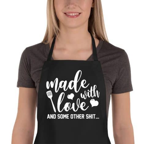 Hilarious aprons for both men and women, featuring 2 pockets. Perfect baking gifts for family members.