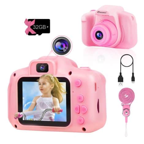 PROGRACE Kids Camera: A perfect gift for girls – a dual selfie children’s camera for ages 3-9.