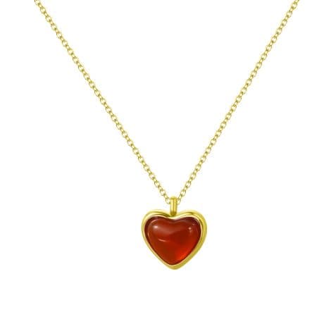 “RadiantRocks Ruby Necklace: A charming gold heart necklace for women and girls, the perfect anniversary or birthday gift.”