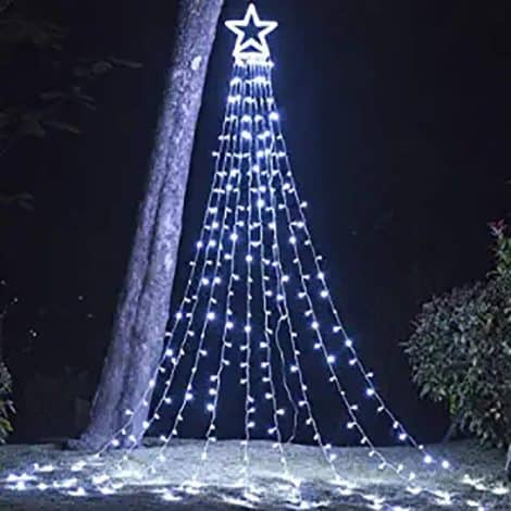 PUHONG Outdoor Star String Lights, 16.4Ft LED Lights with 8 Modes and Lighted Star for Holiday Decor.