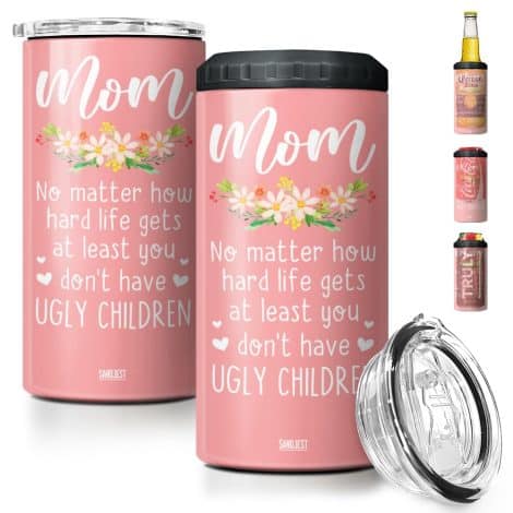 SANDJEST Mom Tumbler: All-in-one 12 oz can holder, perfect gift for moms on special occasions.