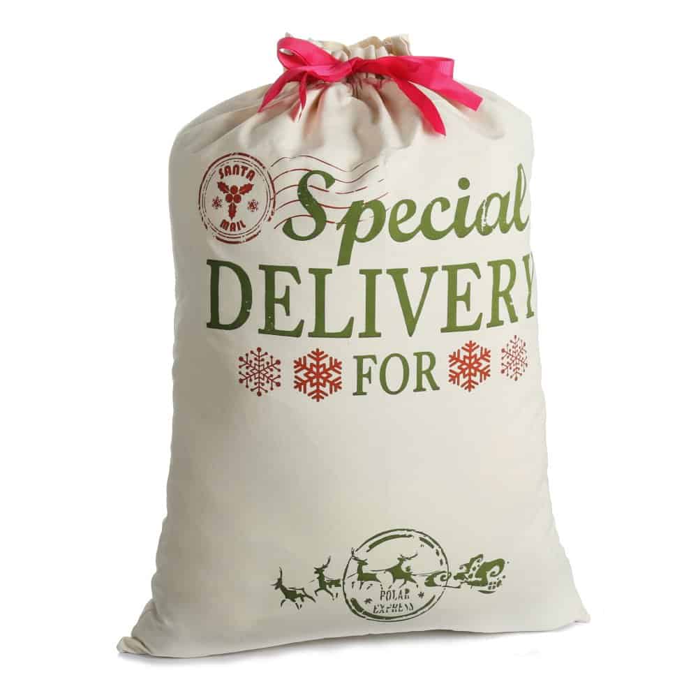 Christmas Bag Santa Sacks For Gift Personalized Burlap Large 19.7" X 26.8" with Drawstring For Xmas Presents Stocking Filler Decorations & Party Favors For Kids Girl Boy (Large)