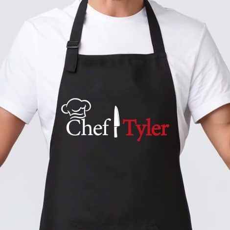 Customizable chef aprons for men and women – perfect cooking gift for Christmas, birthdays, Father’s Day, or Mother’s Day.