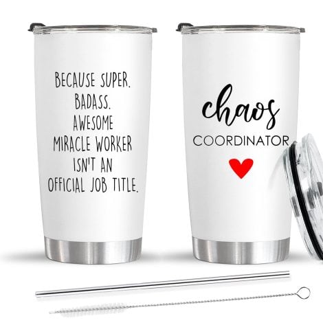 CHICKOR Chaos Coordinator Tumbler – 20 Oz Stainless Steel Travel Cup. Perfect gift for strong women!