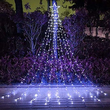 Get festive with the Qulist Outdoor Christmas Star Lights, an iron-white string of 317 LED lights for your holidays.