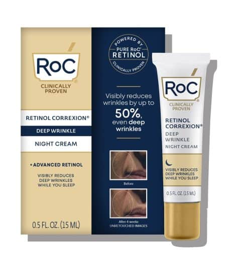 RoC Retinol Correxion Night Cream for Wrinkle Reduction, Daily Face Moisturizer with Shea Butter & Glycolic Acid. Great for gifting!