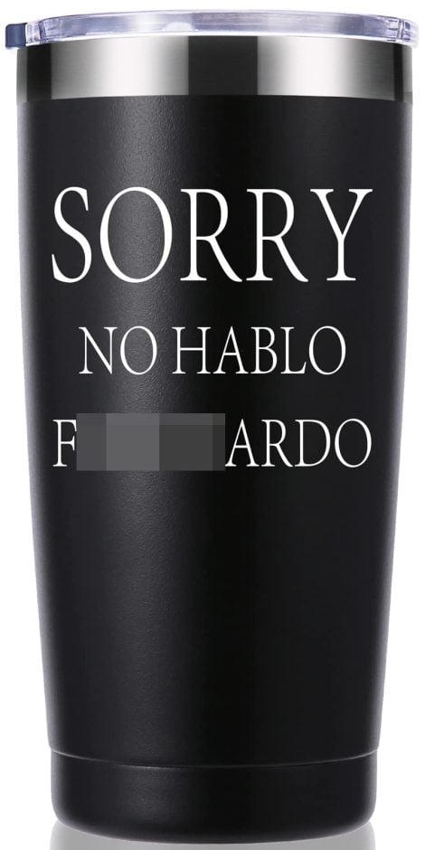 Funny sarcastic 20 oz travel mug for men, perfect gag gift for birthdays and Christmas.