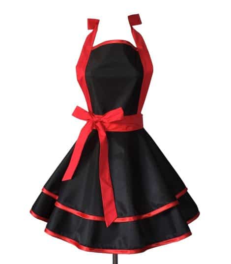 Hyzrz Beautifully Crafted Red Cotton Apron is a Perfect Retro-style Gift for Kitchen-loving Moms and Daughters.