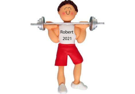 Personalized Weightlifting Ornament, a perfect fitness-themed Christmas gift for men, gym trainers, and teachers.