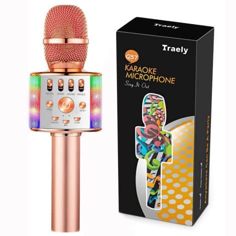 Wireless Kids’ Microphone – Perfect Gift for Girls aged 5-10, compatible with Bluetooth devices.