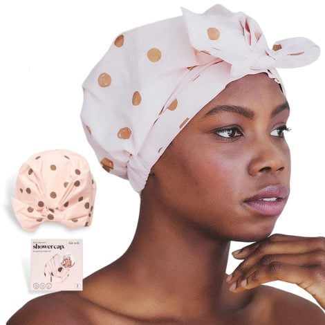 Kitsch Luxury Shower Cap: Stylish, reusable waterproof cap for women’s long hair, perfect holiday gift. Non-slip and adorable!