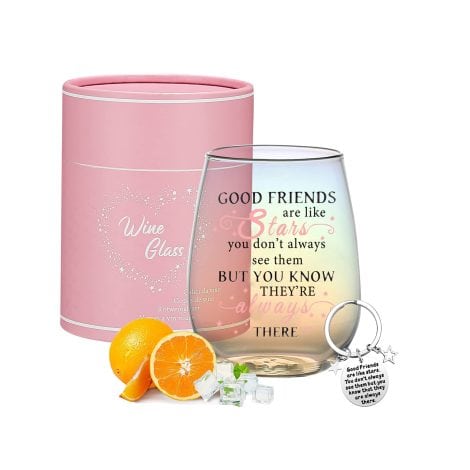 Customized Stemless Wine Glass for Special Women in Your Life: Ideal Friendship, Birthday, and Farewell Gifts.