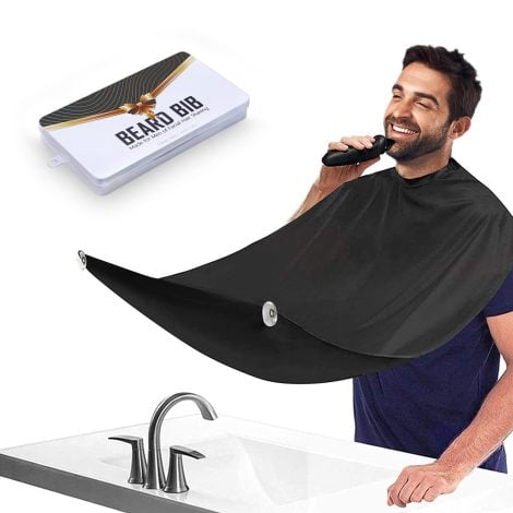 Beard Catcher Apron for Men, Easy-to-Use Hair Clippings Bib with Waterproof Non-Stick Material and Suction Cups.