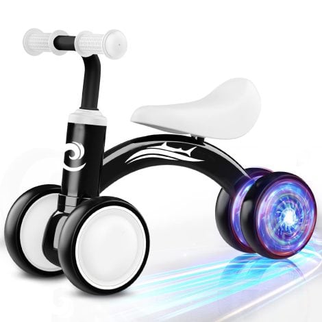 Vibrant Lights Baby Balance Bike for 1 Year Old Boys: Silent Wheels, Soft Seat, Perfect Gift!