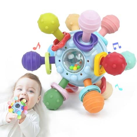 Teething toys for infants, suitable for boys and girls aged 0-12 months. Perfect baby shower gift for one-year-olds.