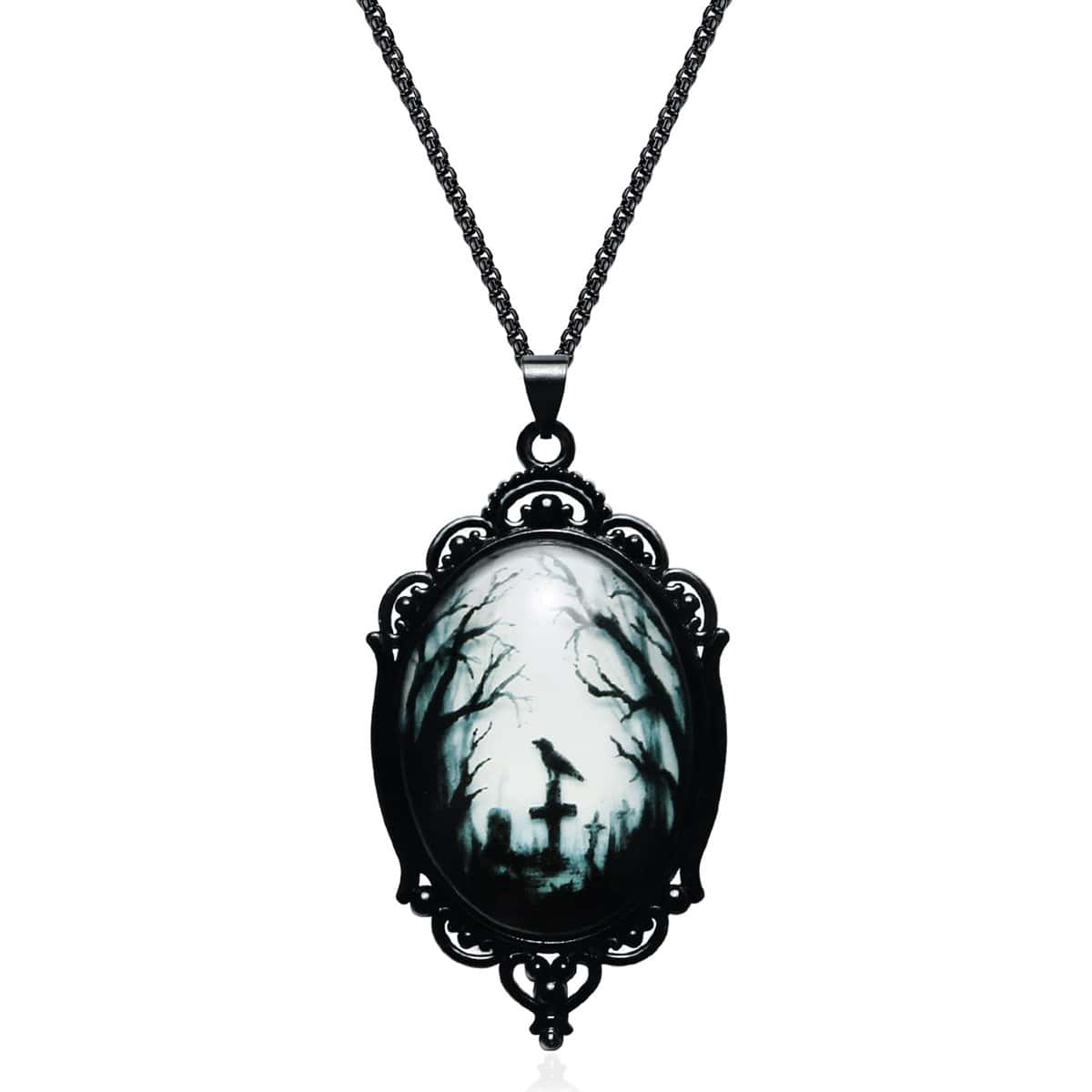 DAYANEY Gothic Necklace as Goth Accessories for goth jewelry costume party, Gothic Jewelry goth pendant necklace for women, Raven Necklace Black Jewelry as Goth Gifts for gothic christmas decorations