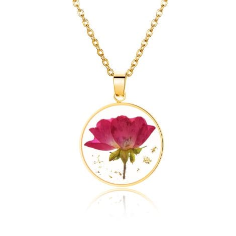 “Exquisite Handmade Rose Necklace with Personalized Gold Pendant, Birth Flower Design, Ideal for Special Occasions!”