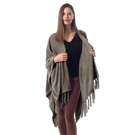 Handcrafted Fringed Throw Wrap- Poncho style wearable blanket, perfect for cozy lounging, travel, and gifting.