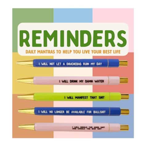 Jxueych Hilarious Pens 5-Pack, Black Ink, Medium Tip 1.0mm, Funny Gifts for Coworkers, Personalized Rude Quotes.