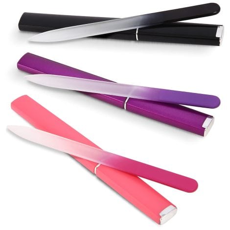 Get the 3-Pack Crystal Nail File Set with Case for gentle, professional, and stylish nail care. Ideal stocking stuffer!