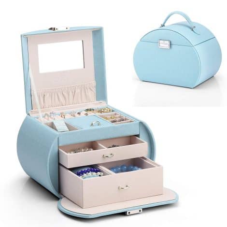 “Vlando Princess Jewelry Box: A 3-layer, mirror-equipped jewelry box for girls aged 8-12; Perfect Christmas gift!”