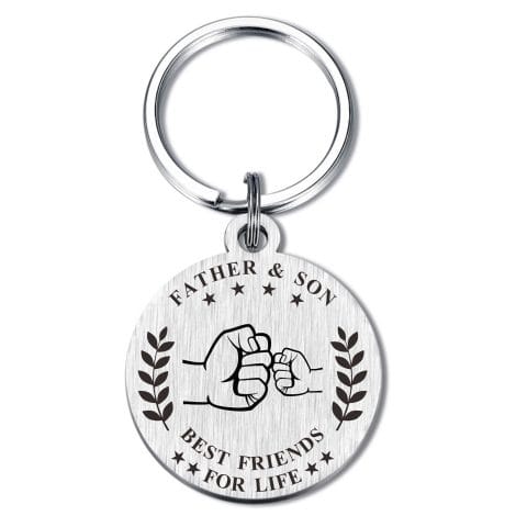 “Christmas Gifts for Dad from Son – Keychain celebrating the Best Dad – Forever your Little Boy.”