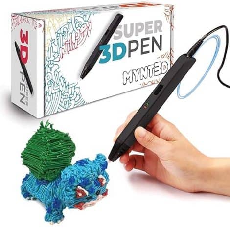 The MYNT3D Super 3D Pen: A pen for creating three-dimensional art, compatible with ABS and PLA materials.