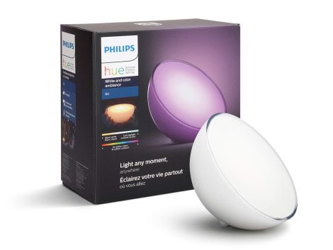 Philips Hue Go – a portable, smart, dimmable LED lamp that works with Alexa, HomeKit, and Google Assistant.