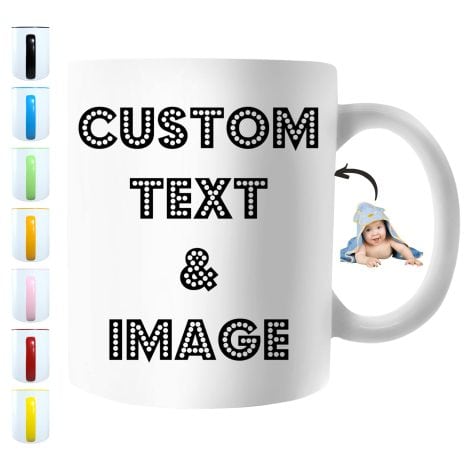 Design your own photo and text coffee mug! Perfect gift for men and women. Personalize it now!