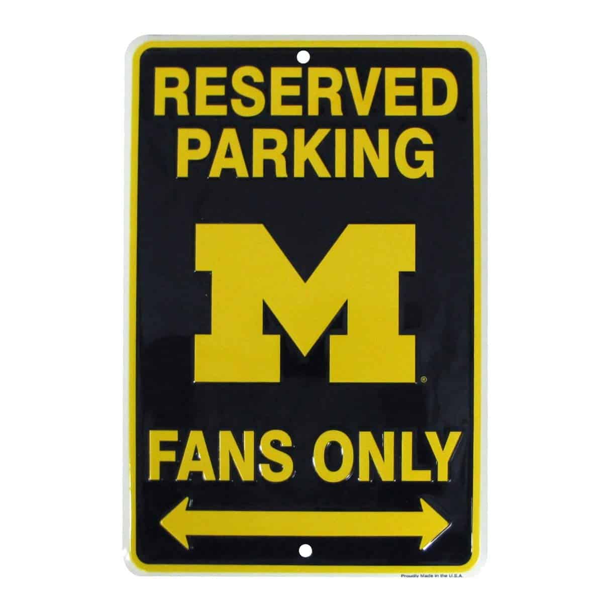 Treasure Gurus Michigan Wolverines Fan Parking Only 8x12 Metal Sign Game Room Man Cave Wall Decor