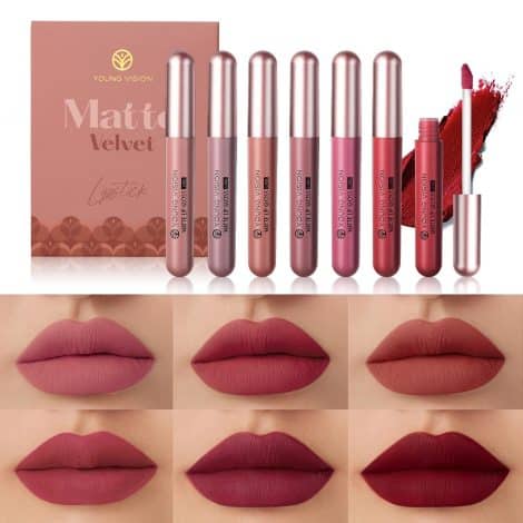 6-piece set of long-lasting, pigmented matte nude liquid lipsticks – the perfect gift for girls/women.