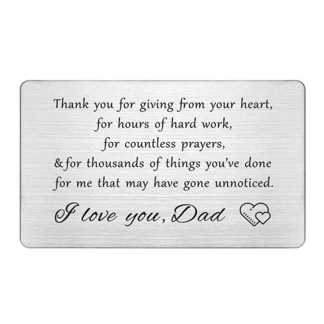 Engraved Wallet Card: A Special Message for Dad – Celebrate Him on His special occasions!