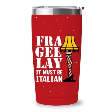 Arsemica Christmas Story-themed tumbler – a hilarious 20 oz stainless steel coffee mug with lid. Perfect holiday gift!