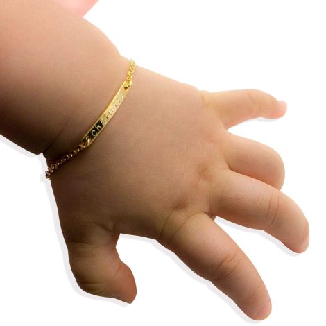 Custom Baby Name Bracelet: Personalized 16K Plated Gold, Silver, or Rose Gold Jewelry for Children. Ideal Baby Shower Gift.