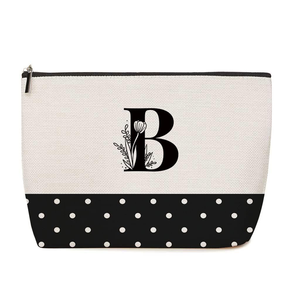 Monogrammed Personalized Initial Makeup Bag Birthday Gifts For Women Mother Bridesmaid Teacher Friend Wife Sister Coworker Retirement Bride Gifts Work Wedding Travel Camping Engagement Letter B