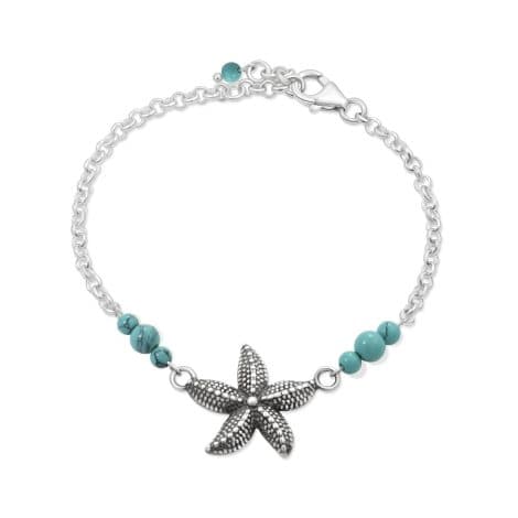 Handcrafted December Birthstone Bracelet: ADITA GOLD Turquoise Bracelet with Sea Star – Perfect Jewelry Gift for Her.