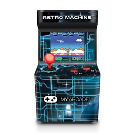 The My Arcade Retro Machine is a mini arcade with 200 classic games, small size, and portable design.