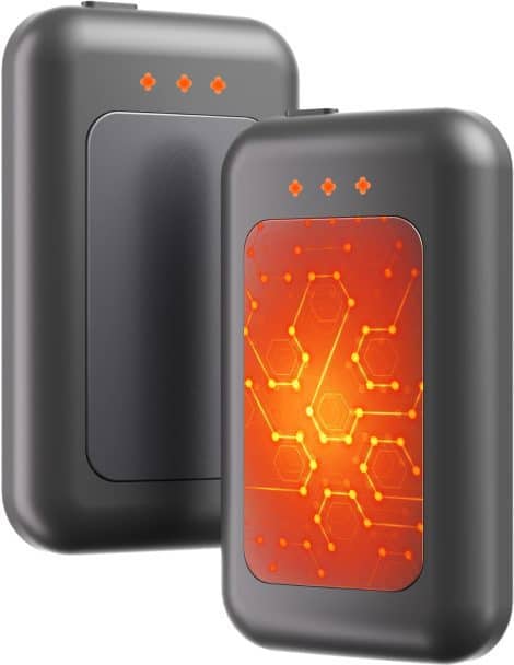 Portable, rechargeable electric hand warmers. Stay warm for 16 hours while camping, hunting, or golfing. Perfect gift for anyone.