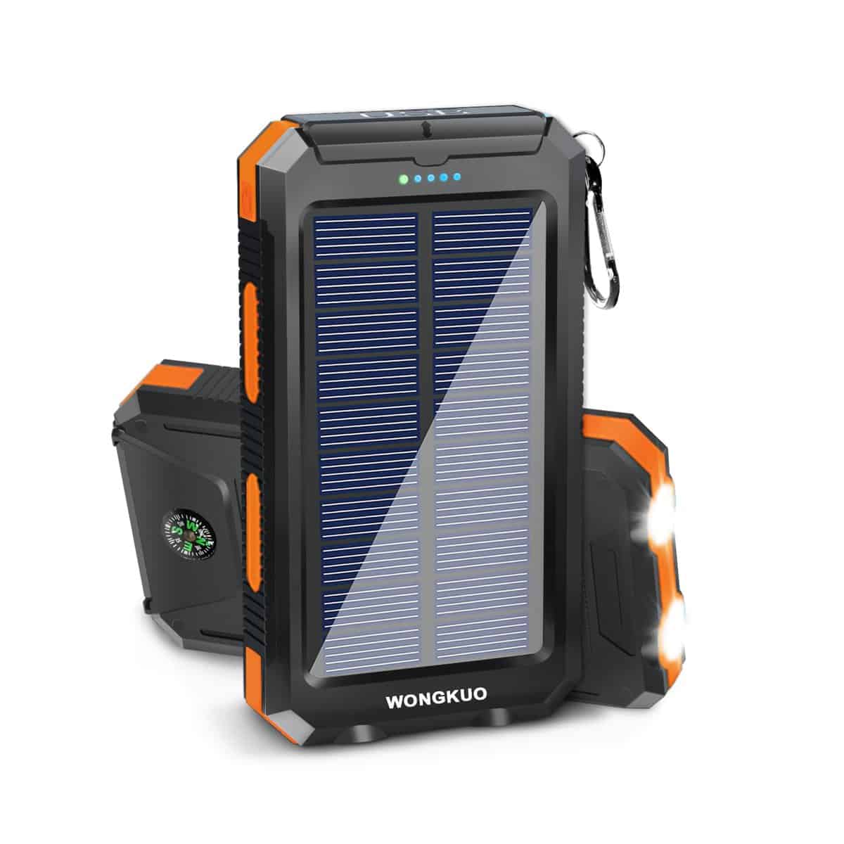 Solar Charger Power Bank - 36,800mAh Portable Solar Phone Charger, QC3.0 Fast Charger with LED Flashlight, IP65 Waterproof Power Bank Perfect for Outdoor Activities (Orange)