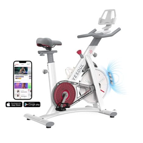 Smart Black Exercise Bike for Home with Magnetic Resistance, Bluetooth Heart Rate, Designed for Women and Apartments.