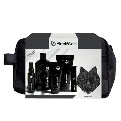 Black Wolf 7-Piece Gift Set for Men includes all you need for refreshed, cleansed skin.