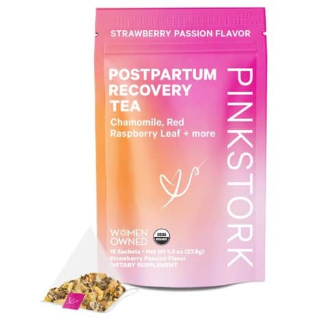 Organic Strawberry Passion Herbal Tea for Women’s Hormone Balance after Labor and Delivery, Caffeine-Free, 15 bags.