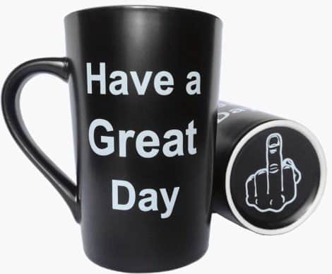 “MAUAG Cool Black Ceramic Coffee Mug – Funny Christmas Gift to Make Your Day Great! 12 Oz.”