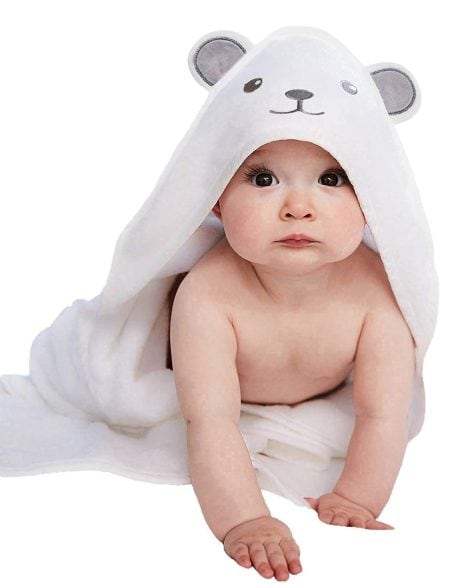 Soft, cozy HIPHOP PANDA hooded towel made from bamboo, with cute bear ears, perfect for babies and toddlers.