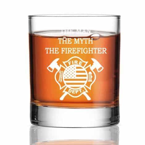 The Ultimate Firefighter Whiskey Glass, a perfect gift for firemen’s retirement, graduation, or Father’s Day.