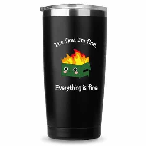 Funny Dumpster Fire 20 oz Stainless Steel Tumbler – Perfect office decor and coworker gift.