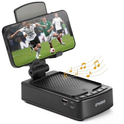 Tech gadgets for men and women, a phone holder with wireless speaker, perfect birthday gift for him.