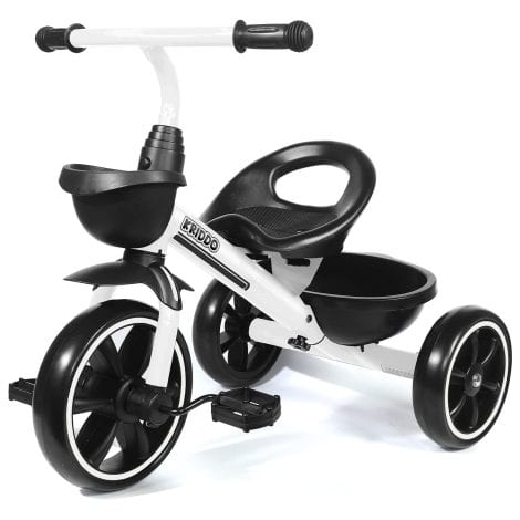 White KRIDDO Tricycle for Toddlers Age 2-4, Perfect Gift for 2.5-5 Year Old Kids.