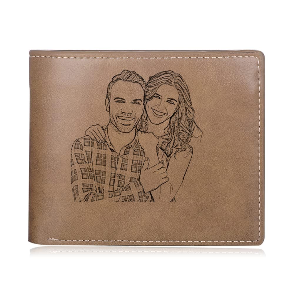 Gemszoo Custom Wallet Personalized Photo Leather Picture Wallet for Men Father